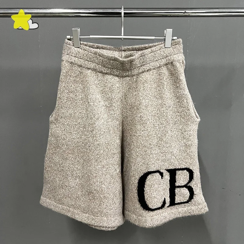 Best Quality Summer Classic CB Logo Jacquard Knit Shorts Men Women Camel Deep Blue Drawstring Oversized Breeches Inside Tags