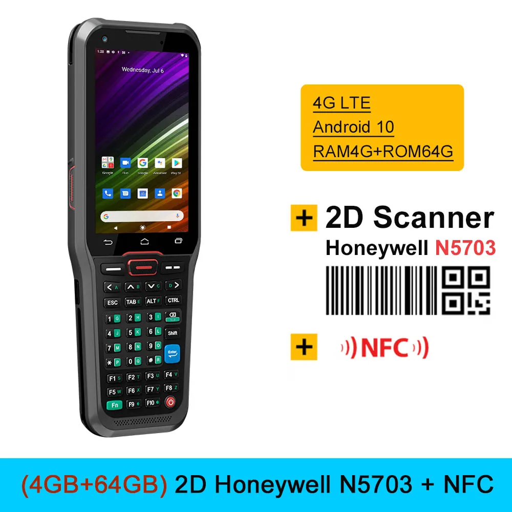 Honeywell-escáner de código de barras para inventario, Terminal de mano resistente con Android 10, octa-core, 4 GB de RAM, 64 GB de ROM, 2D, 2D, QR