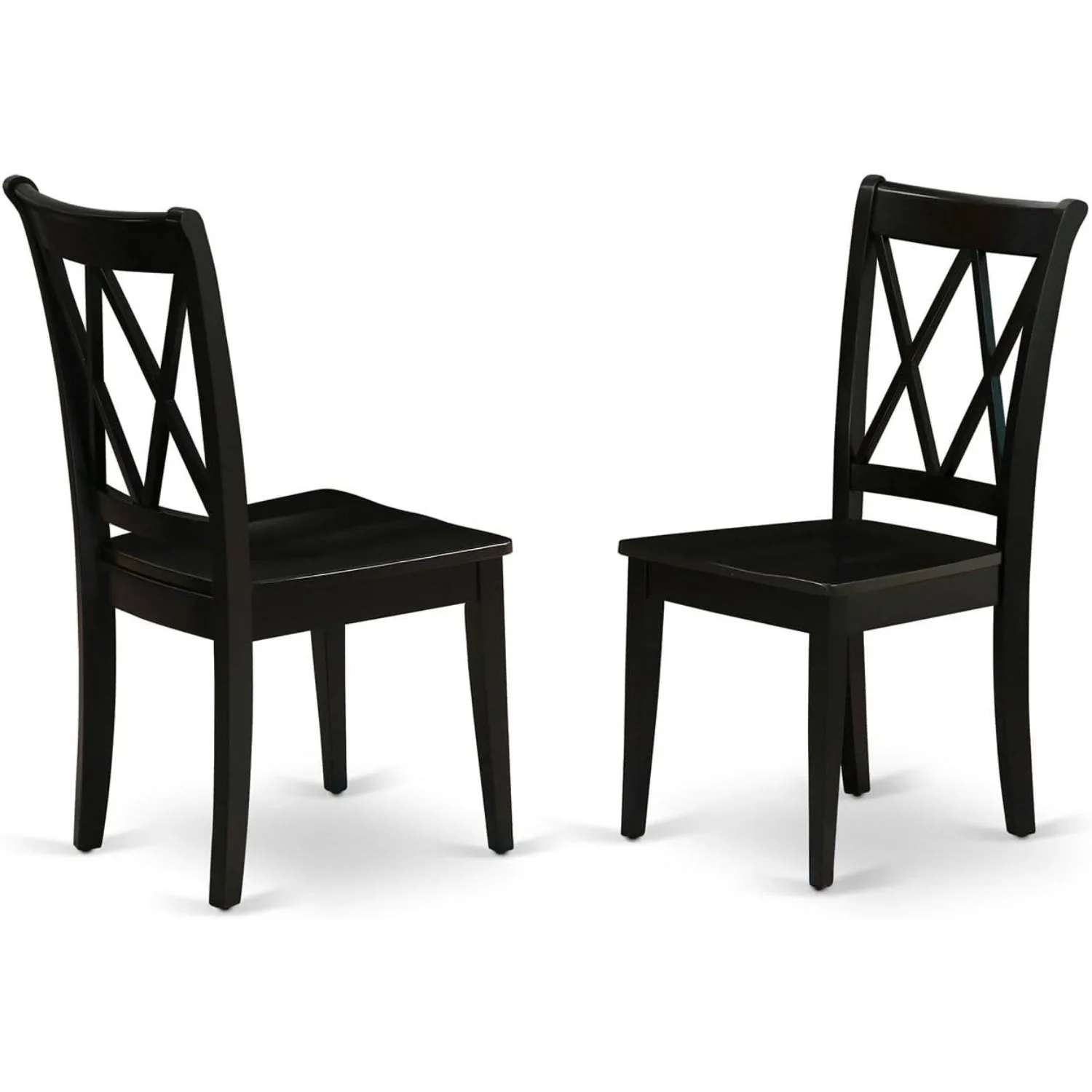 CLC-BLK-W Clarksville Dining Chairs - Double Cross Back Wooden Seat Chairs, Set of 2, Black(21