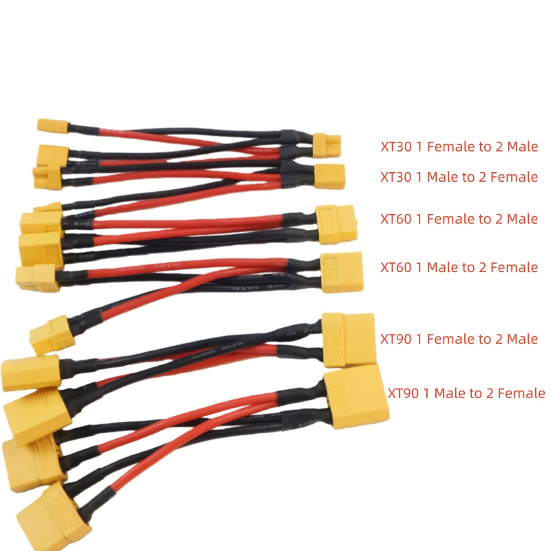 XT30 XT60 XT90 Paralleler Batterieanschluss Silikondraht Stecker/Buchse Dual Extension Y Splitter 100 mm für Batterieladegerät Motor – Detail 2