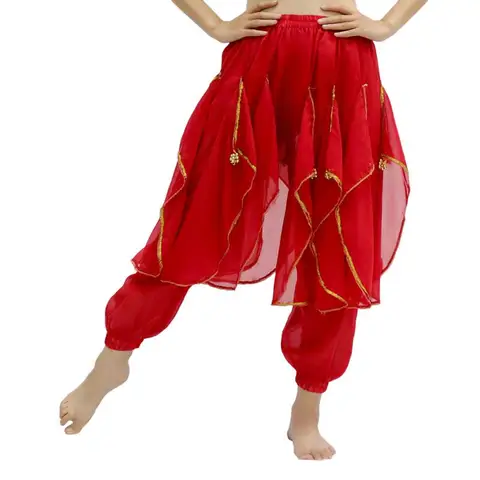 Belly Dance Harem Pants for Women Chiffon Skirted Dance Trousers Indian Arabian Stage Performance Costumes Dancewear
