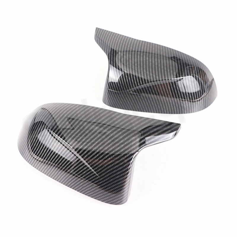 Auto Car Rear View Side Mirror Cover Trim for BMW F25 X3 F26 X4 F15 X5 F16 X6 2014 2015-2018 Bright black Carbon Fiber Style