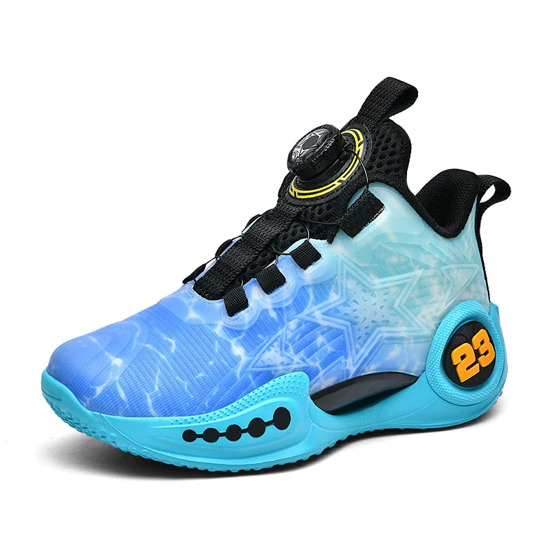 2024 New Cool Boy Basketball Shoes Anti Slip Children Sneakers Quick Lacing Kids Girl Sport Shoes Brand Teenage Trainers Boys
