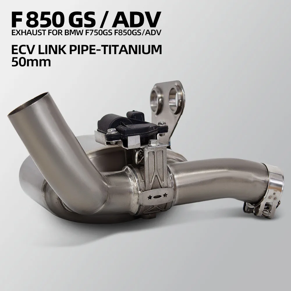 For F850GS F750GS Motorcycle Exhaust Titanium 50mm Middle Link Pipe with Electric Controlled Valve Compatible OE Muffler