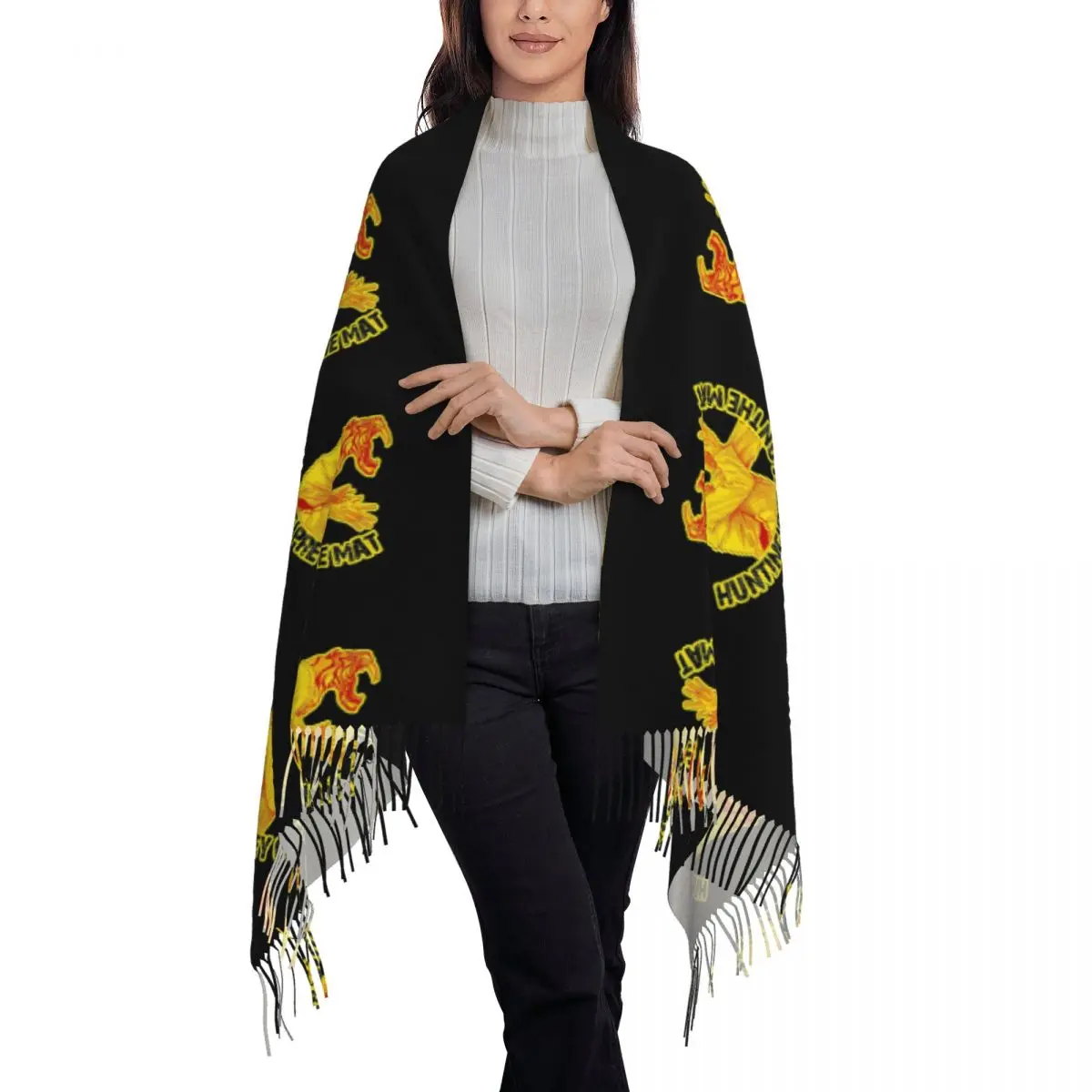 Jiu Jitsu Tiger And Dragon Scarf Tassel Scarves Women Soft Warm Shawls and Wraps Large Fall Winter Shawl Wrap