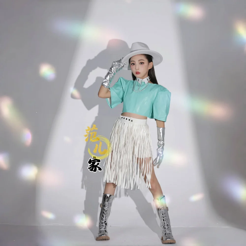 女の子ヒップホップストリートダンスパーティードレス子供のためのガール Kpop 衣装ブルージャズダンスパフォーマンススーツステージショーダンスウェアステージ