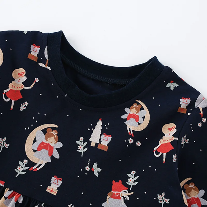 تنورة Malwee Girls Cotton Dr Long Sve Round Ne Winter Faionable للأطفال الصغار والمتوسطين من نسيج القطن الناعم #2