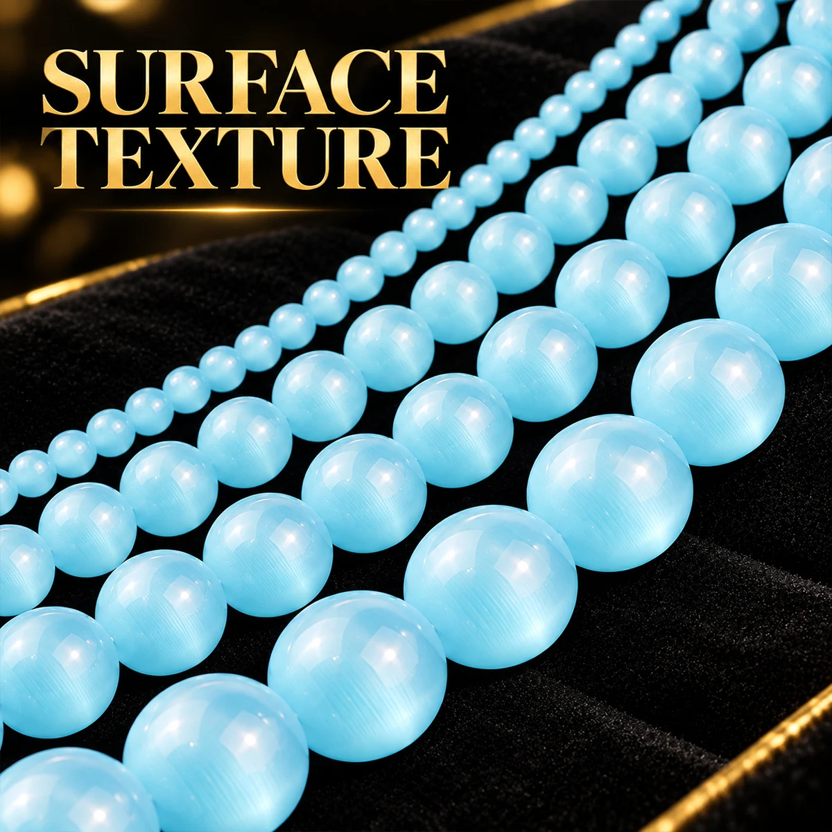 4-12mm 16pcs Stone half strand Light Lake Blue Cat's Eye Spacer Loose Beads For Jewelry Making DIY Bracelets Necklace Accessorie