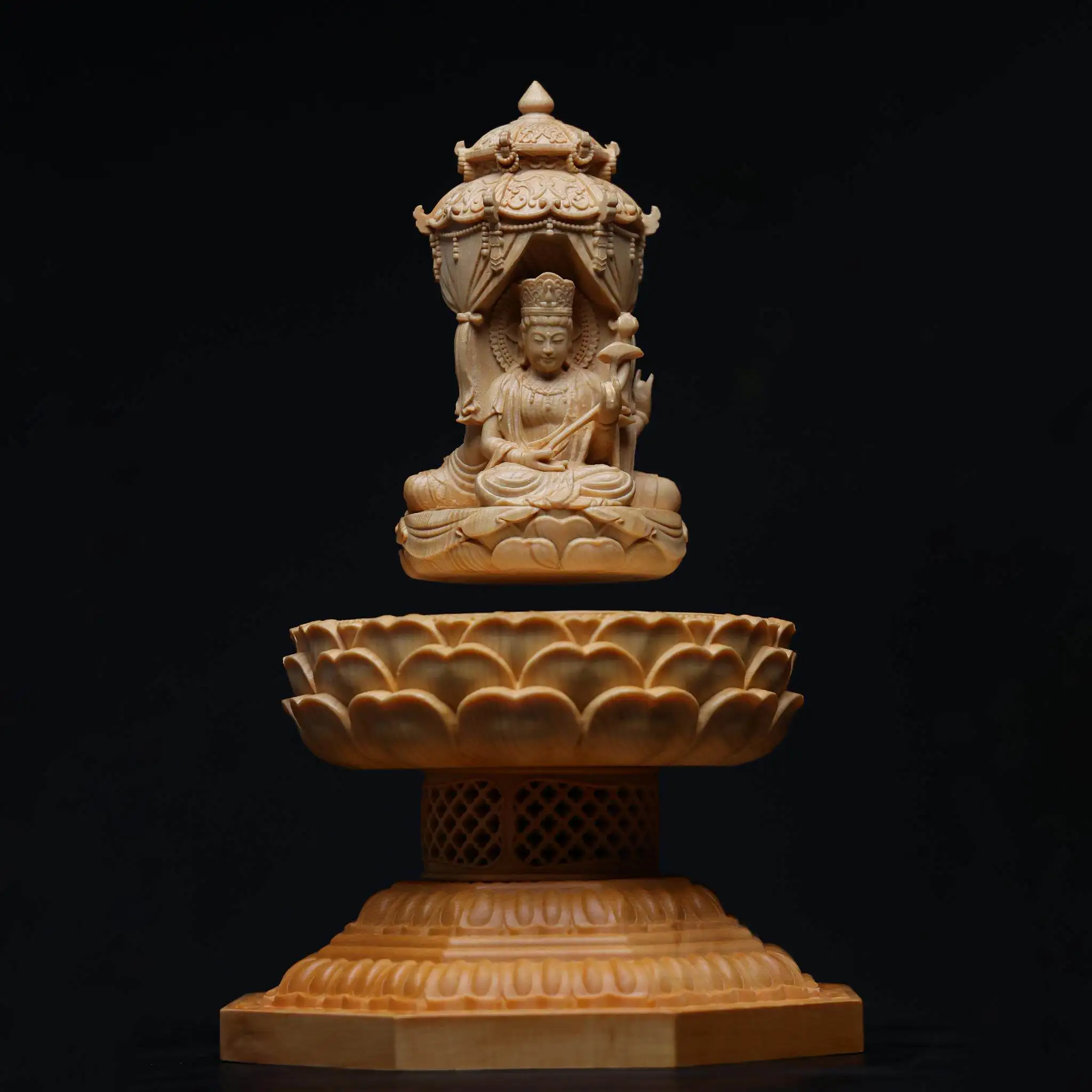 Anti-gravity maglev wood carving Amitabha Guanyin big trend to Bodhisattva ornament