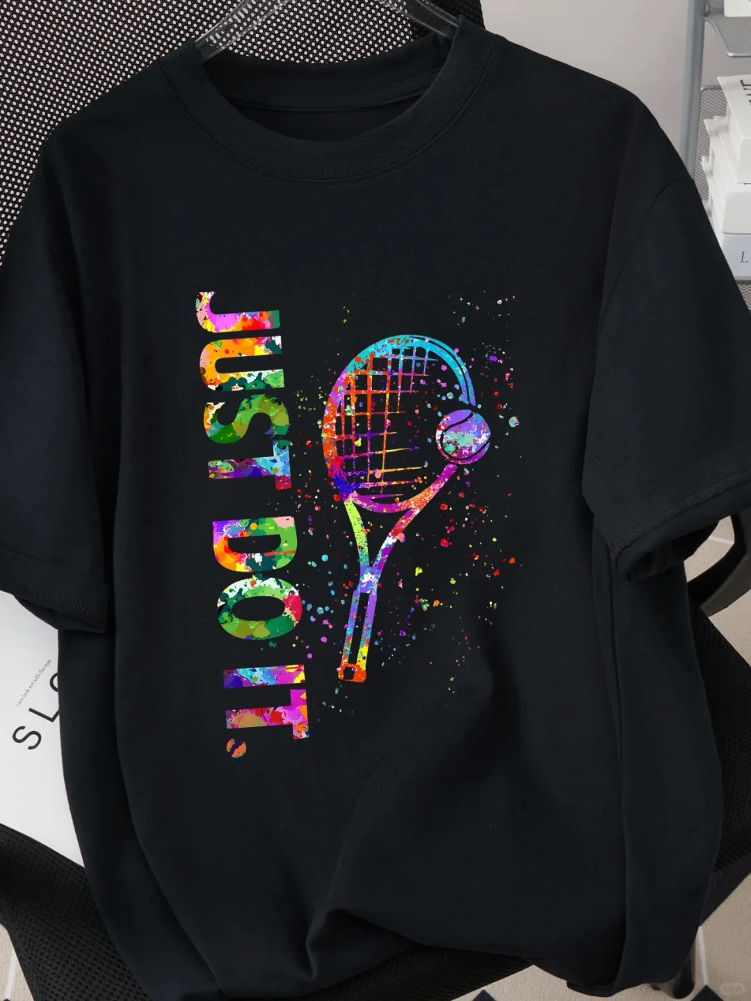 Tennis Creative and Fun Printed Summer Pure Cotton T-shirts for Men and Women, Sports Culture Shirts, Short-sleeved Couple