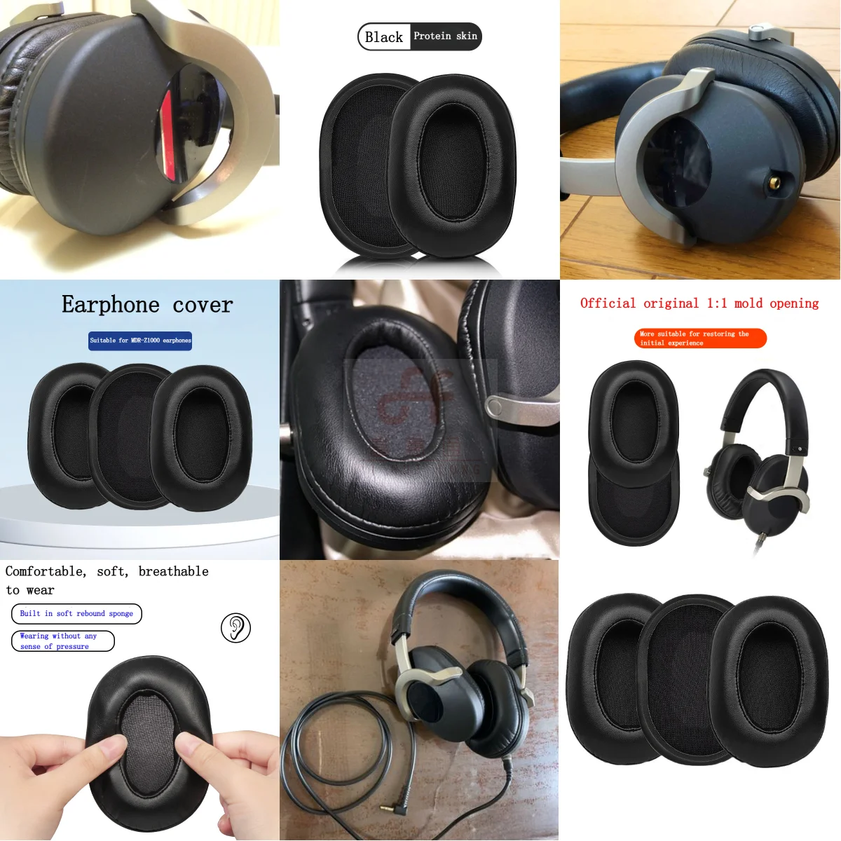 Headphone Replacement Soft Foam Ear Pads Cushions  Cover for SONY MDR-Z1000 ZX1000E Headset Earmuffs