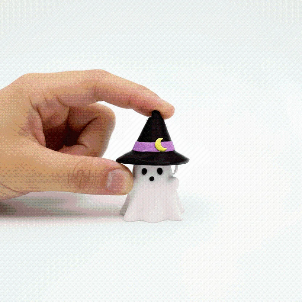 Miniature Halloween Ghost Key Chain Durable Portable Button Clicker Pendant Plastic Mechanical Witch Cauldron Charm Desk Display