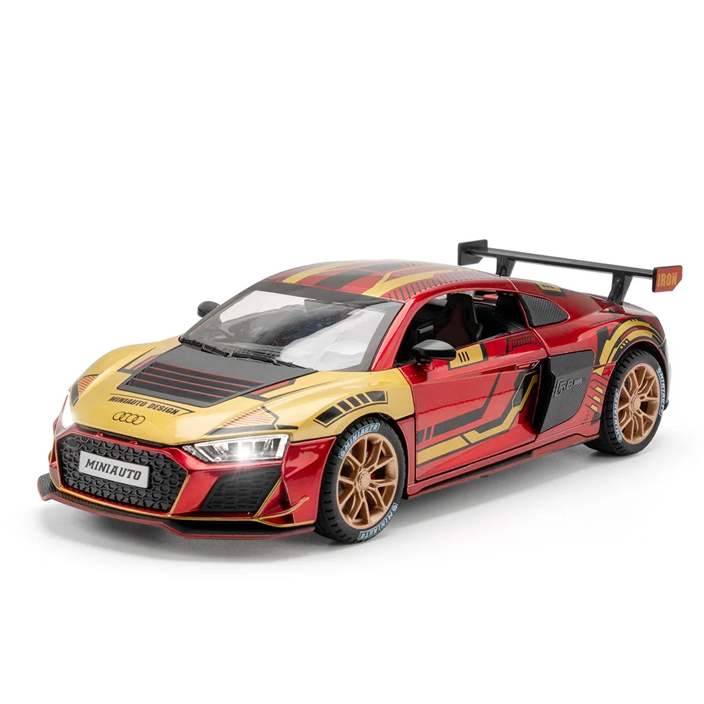 Modelo acústico-óptico de aleación para coche deportivo Audi R8 Track Edition, 1:24, puertas abiertas, coleccionables para niño, el mejor regalo