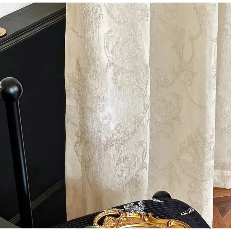 

Ретро-шторы из жаккарда с двусторонним узором «Дамаск», цвет «жемчужно-белый», для гостиной, спальни, виллы, для окон от пола до потолка