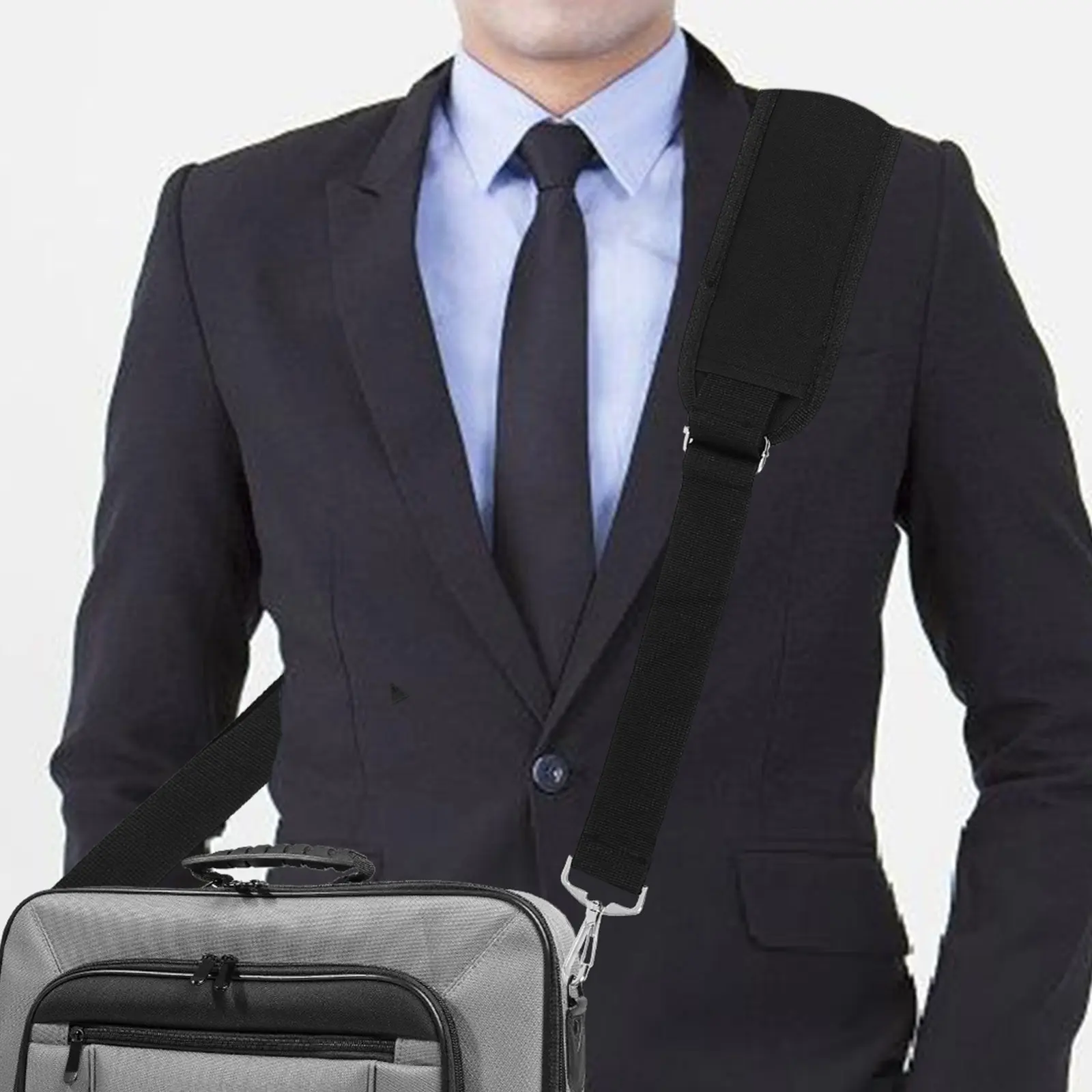 Adjustable Universal Bag Shoulder Strap Replacement for Laptop Bag Tote Briefcase Crossbody Suitcase with Wide Webbing Metal