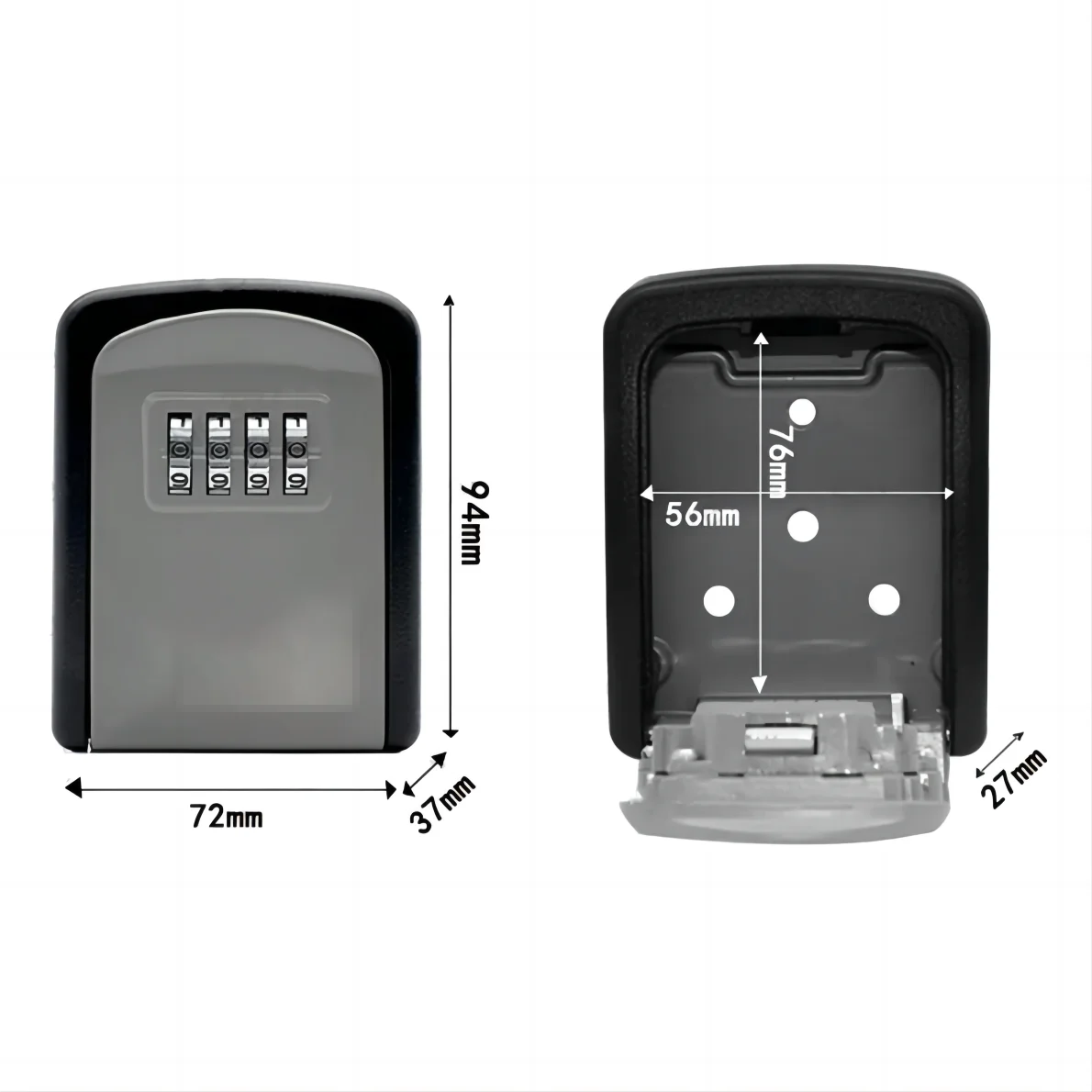 Wall Mount Key Lock Box 4 Digit Password Code Security Lock No Key for Home Office Key Safe Secret Storage Box Organizer