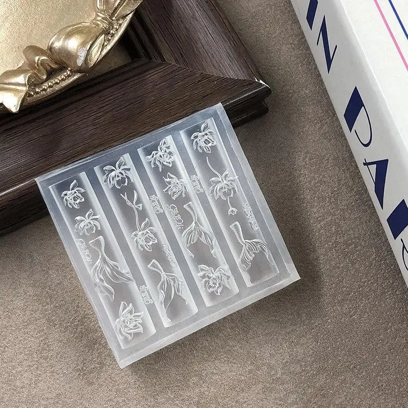 ✨ 3D Silicone Nail Mold Ocean Fishtail Flower Lotus Nail Art DIY Design Parts Stamping Plate Manicure Extension Tools Supplies
