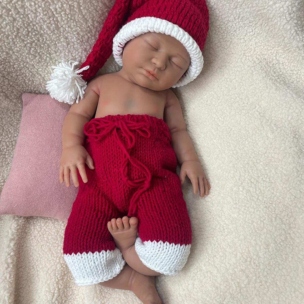 Soft 20 pouces full body silicone Reborn girl 3D painting réaliste joufflu nouveau - né bébé africain poupée ensemble pour collection peintre