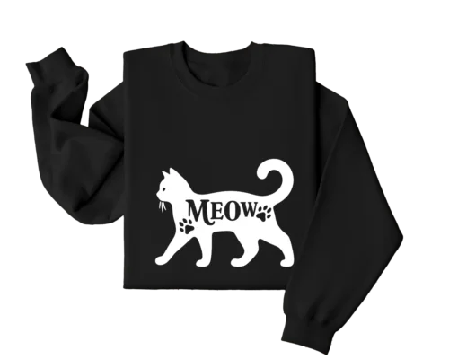 Polarshe Meow gato negro, lindo, amante de los gatos, Gato de regalo, fresco, diseño Original/sudadera