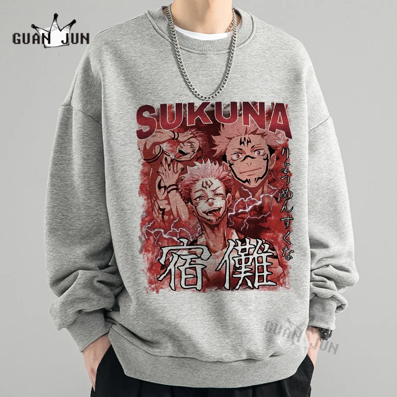 Men's Sweatshirt Casual Ocotton Long Sleeve Pullover Anime Harajuku Jujutsu Kaisen Yuji Itadori Ryomen Sukuna Hoody Unisex Tops