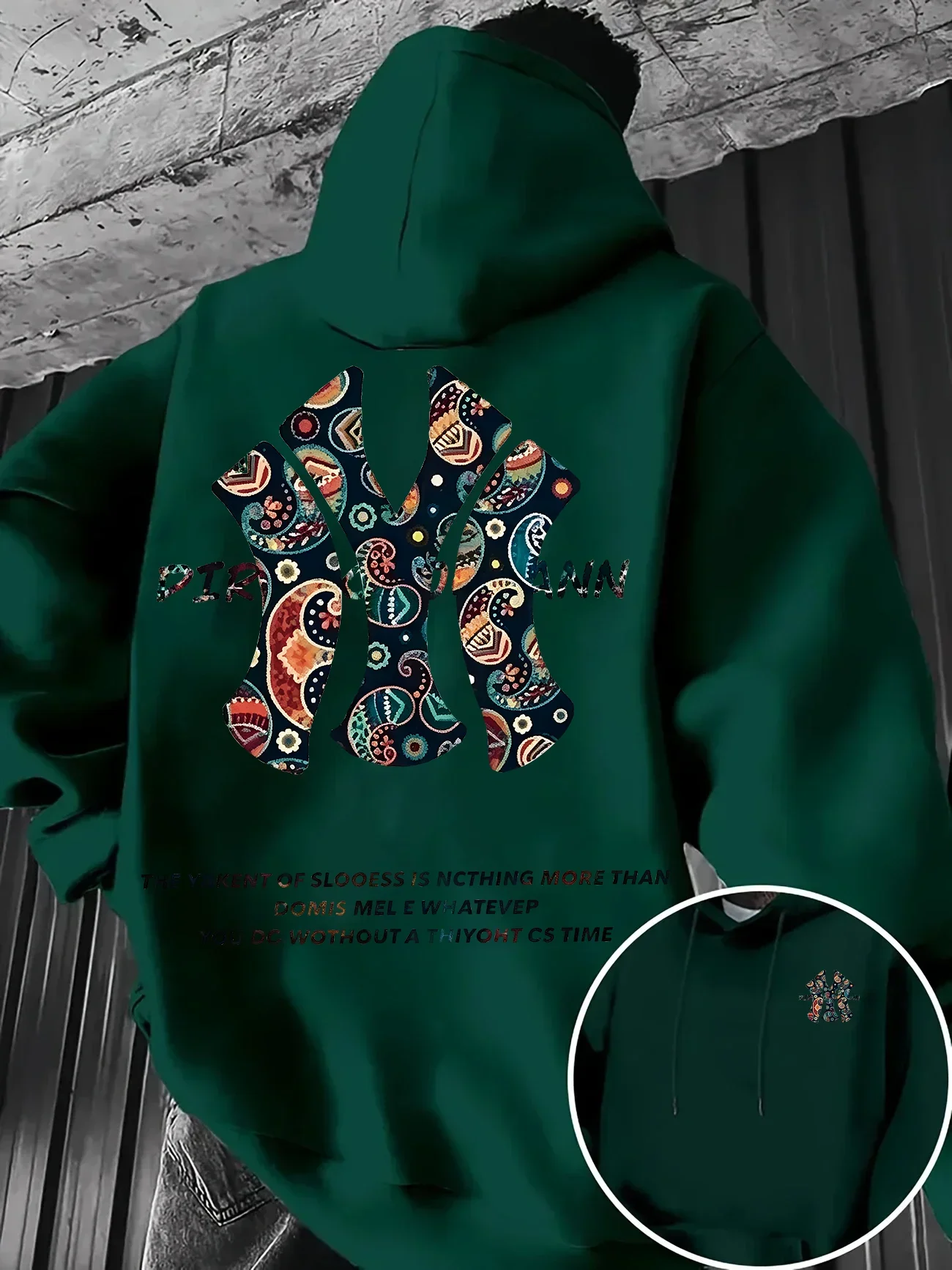 Herren-Hoodie für Herbst und Winter, Outdoor, warm und bequem, Walnussblüten- und NY-Buchstaben-Design, doppelseitiger Druck, lockerer Schnitt, Fleece, Streetwear – Detail 11
