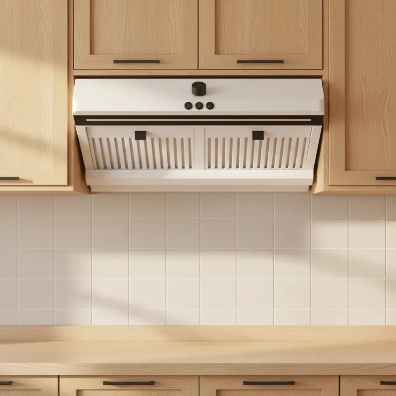 G-33 kitchen range hood with 0-15 minute timing degreasing function, dual motor control, removable oil filter and large oil cup