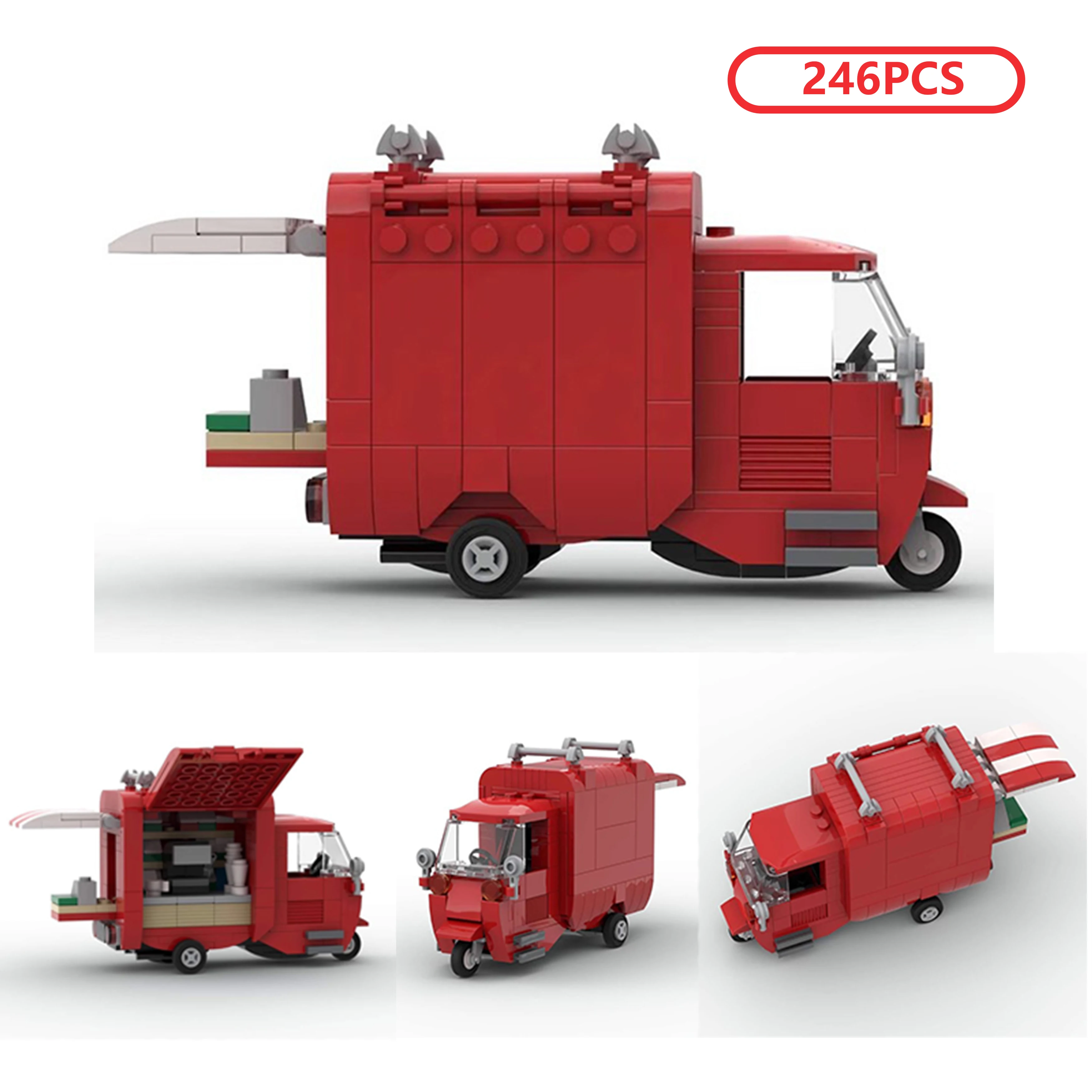 مجموعة نماذج السيارة DIY MOC Christmas Coffee Tuk-Tuk، لعبة مكعبات البناء الصغيرة الإبداعية، هدية العيد للأطفال والجامعات