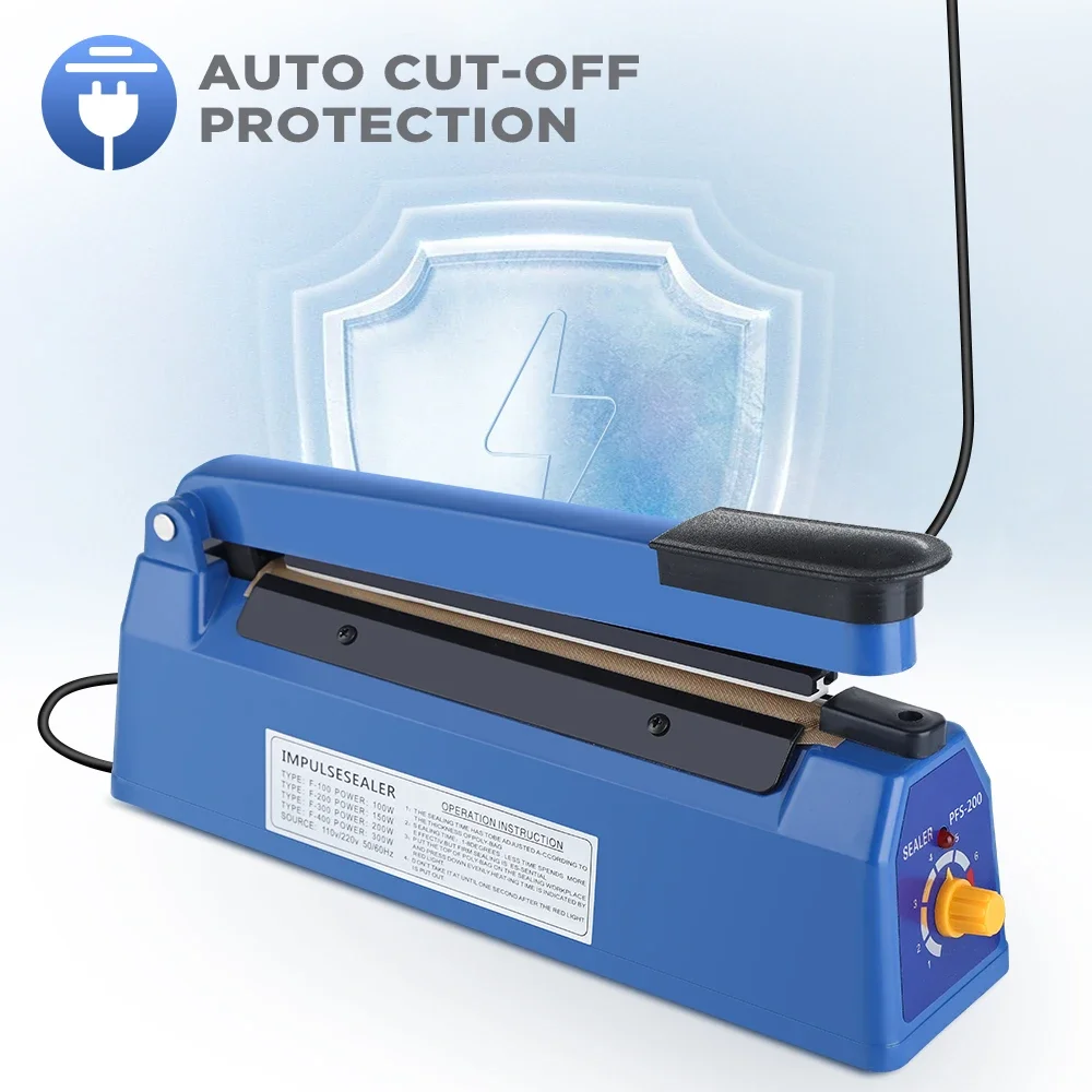 Sealing Machine Heat Sealer 8 Adjustable Levels 220V 200mm Impulse Sealer for Plastic Foil Kraft Food Packaging Kitchen view 5