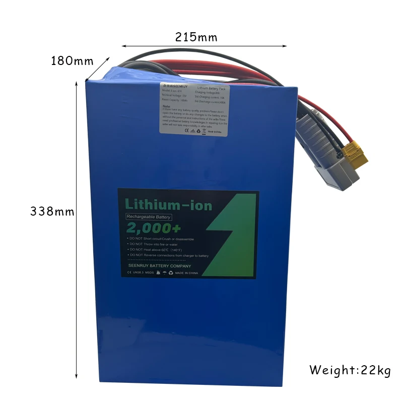 72v 100ah Lithium-Ion Battery Pack BMS 220A with XT90 Connector OEM Rechargeable Lithium Battery