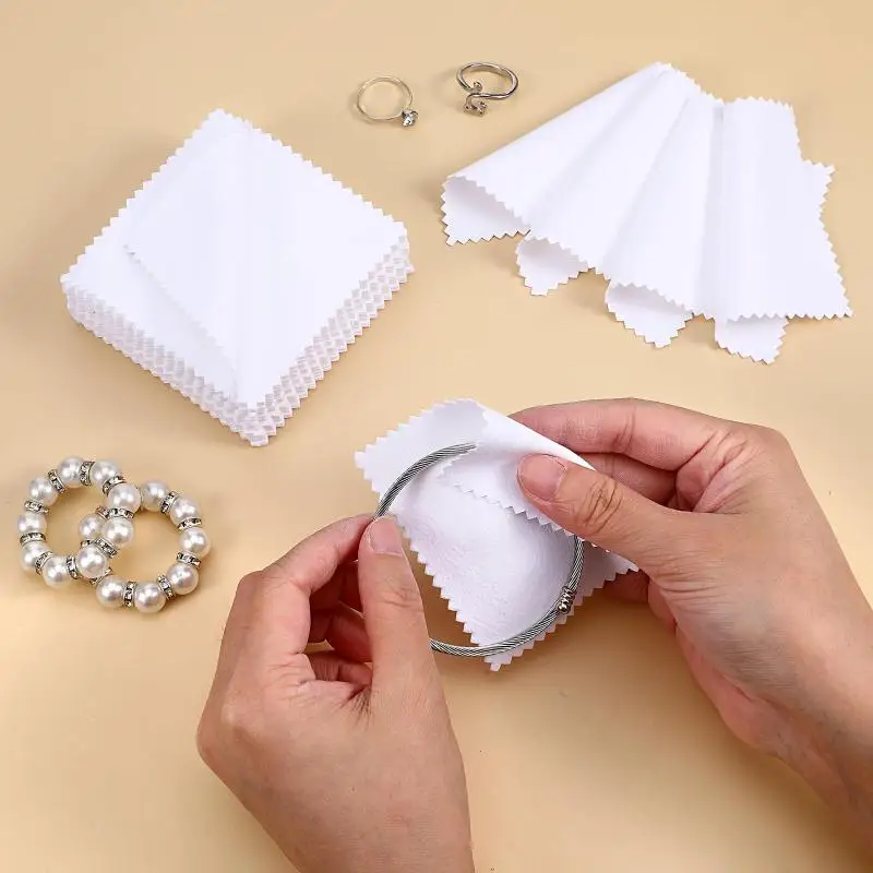 50pcs Silver Polishing Cloth Premium Quality Tarnish Remover Soft Cleaning Pad for Jewelry Silver Accessories Care