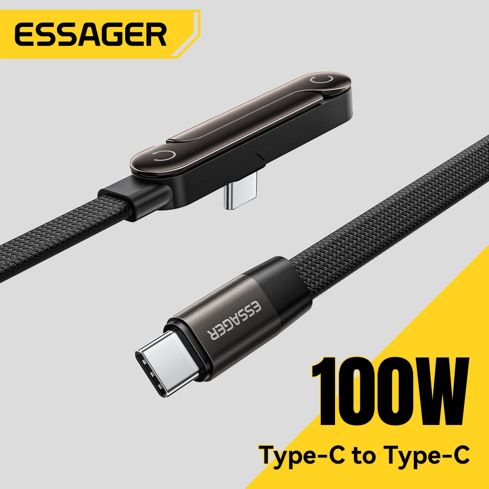 Essager 100W Type-C Cable Foldable Phone Holder Cable PD Fast Charging For iPhone 17 16 15 Pro Max Macbook Samsung Huawei Xiaomi