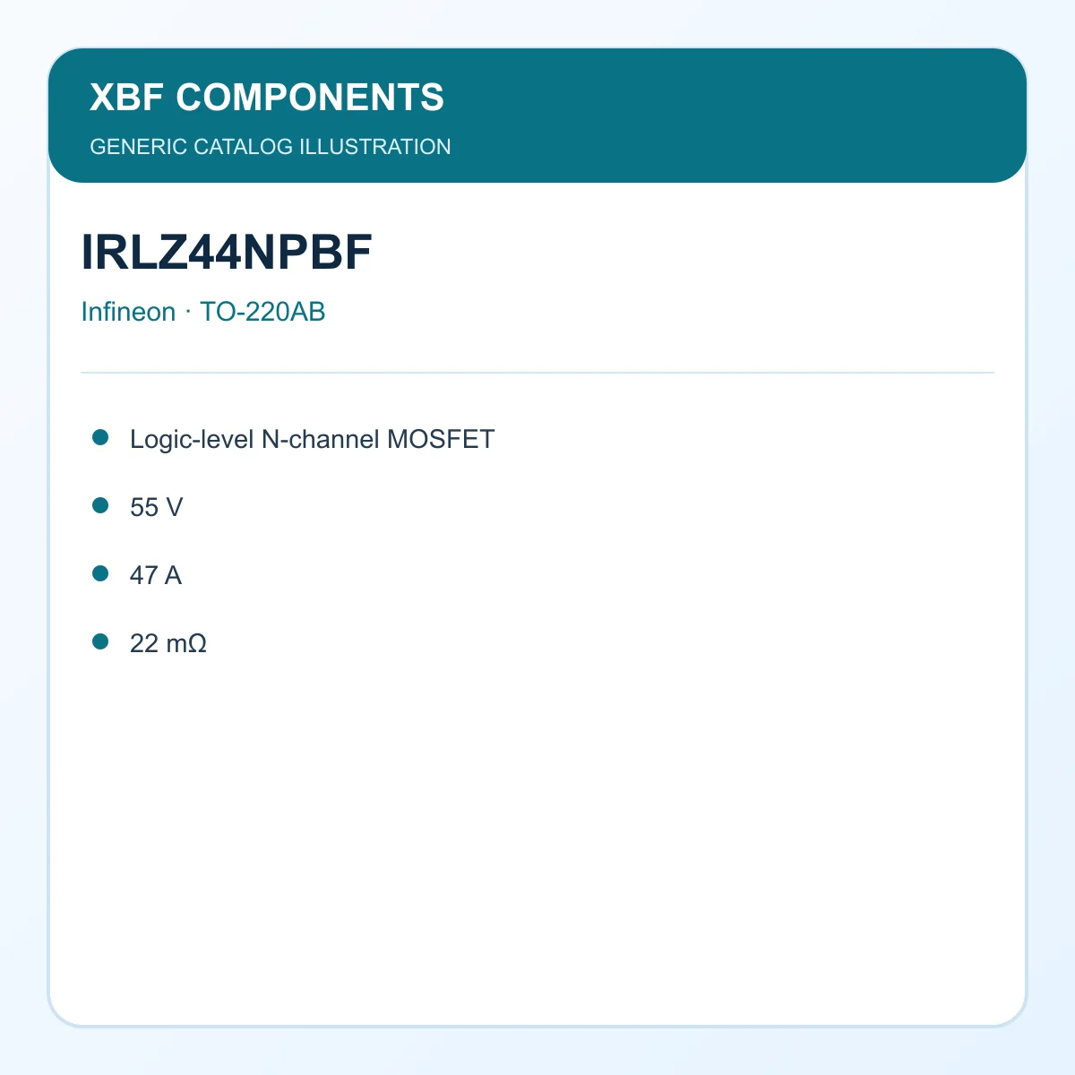 Infineon IRLZ44NPBF Power Semiconductor Logic-level N-channel MOSFET, 55 V, 47 A, 22 mΩ TO-220AB