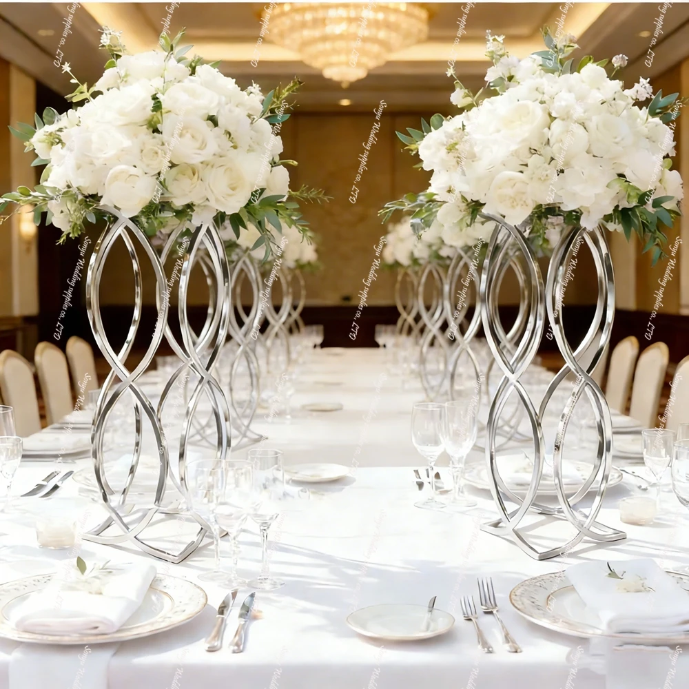 

5 шт./10 шт.) Высокая металлическая ваза для цветов, столб, серебро, золото, подставка для цветов для свадебных центральных украшений, украшение стола