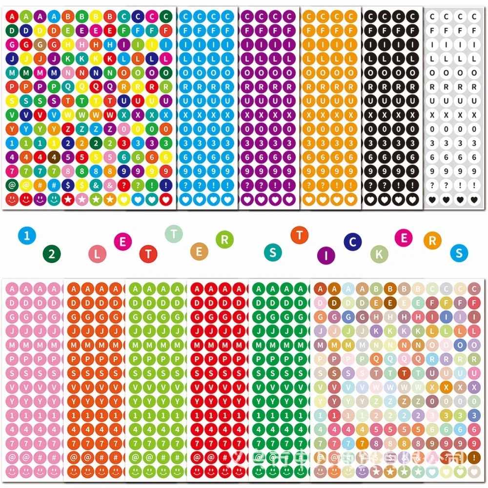 2016 Sheet 12pcs Waterproof 0.5 Inch Round 26 Letter Alphabet Number Stickers DIY Scrapbooking Journal Label Self-Adhesive Decor