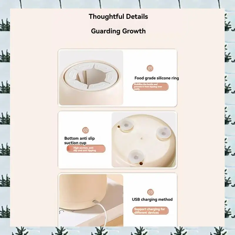 ABLG Portable Milk Shaker 75Mm Widened Flexible Card Slot 3 Gears Adjustable Electric Milk Blender For Nursing Daily Use