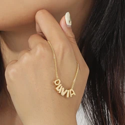 Customized Letter Name Necklace for Women Personalized Bubble Letter Pendant Jewelry Valentine's Day Gift