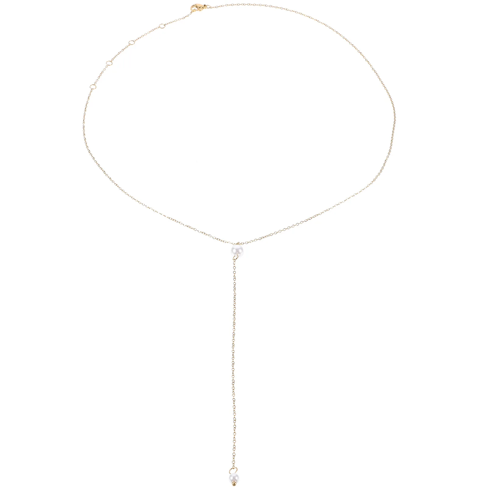 

Pearl Necklace Women Jewelry Stainless Steel Girl Choker 42+8CM Gold Pear Pendant Clavicle Chain Portable Decorative