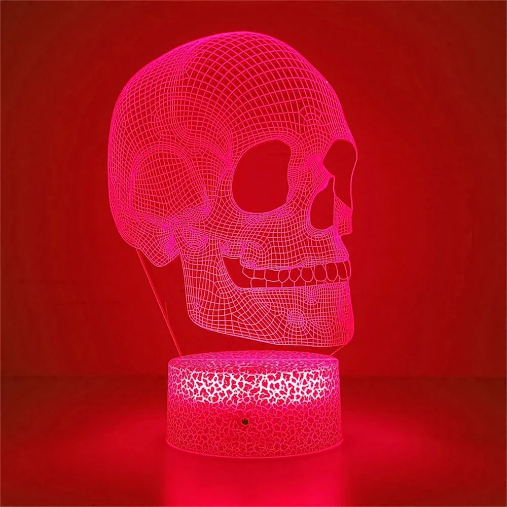 

Skeleton 3D Illusion Lamp LED Desk Table Lamp Skull Night Light Halloween Birthday Gift for Kids Boys Men Bedroom Decoration