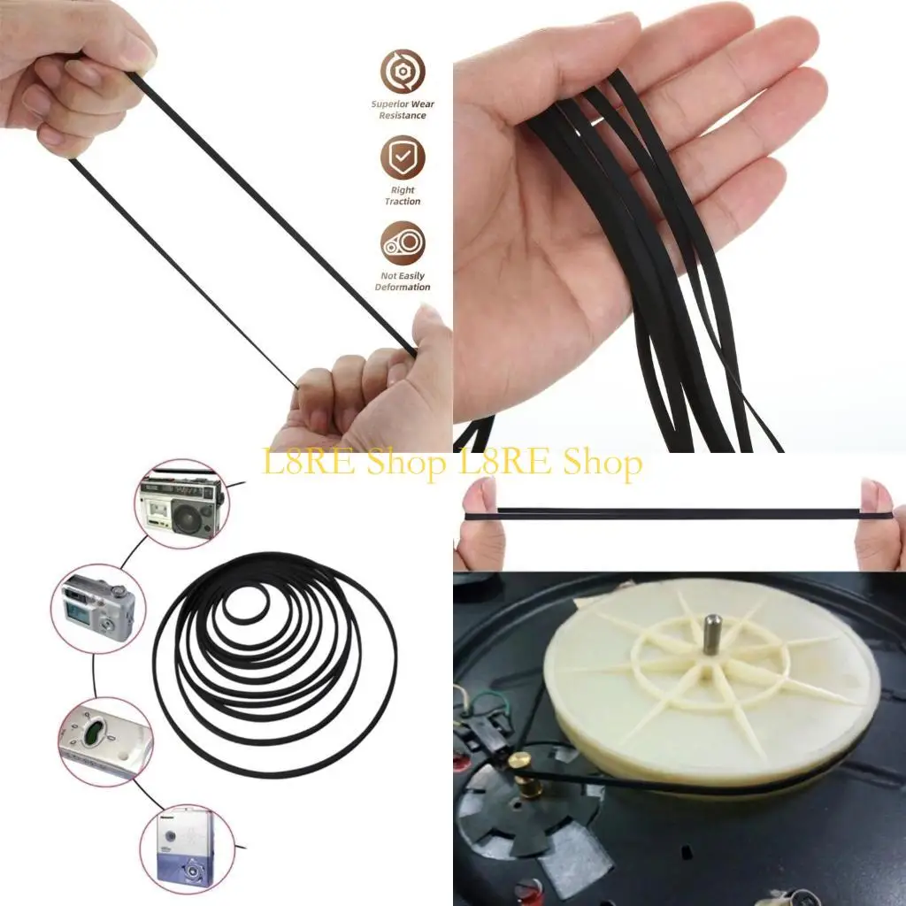 L8RE 10Pcs Turntable Belt Replacement Different Specifications Cassette Tape Machine Recorder Rubber Belt Replacement