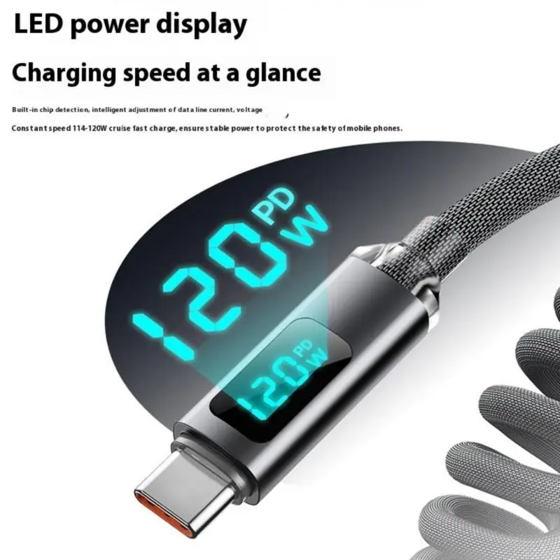 Spring RETRACACIVAMENTE USB C CARREGO 120W ENTREGA HOLE POWER 480MBPS DADOS