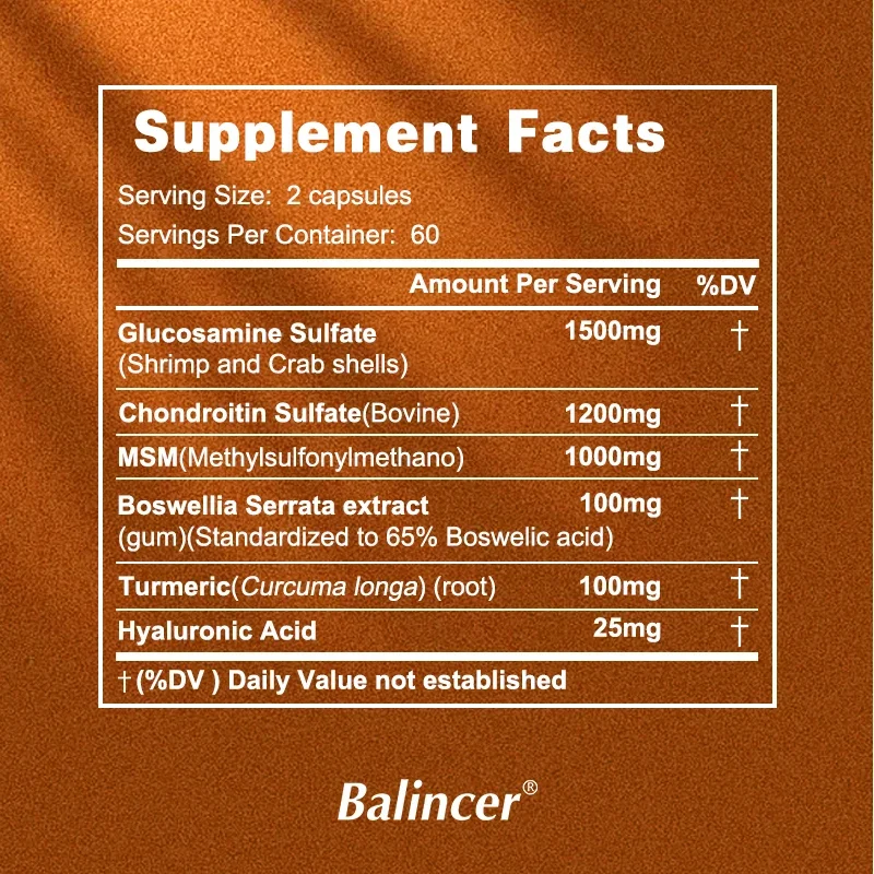 Balincer GlucosamineChondroitin Helps Relieve Jointstiffness and Sore Joint Inflammation,and Is Healthyforhair,nailsand Skin