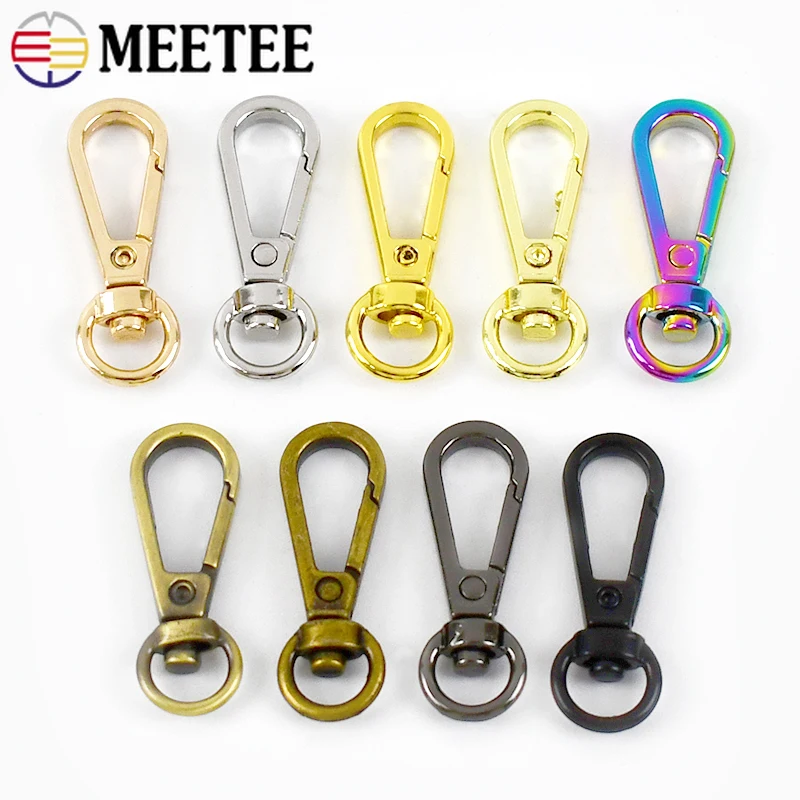 10/30 pçs meetee 8/10/13mm bolsa fivela de metal giratória lagosta fecho saco corrente conectar fivelas chaveiro gancho acessórios de costura