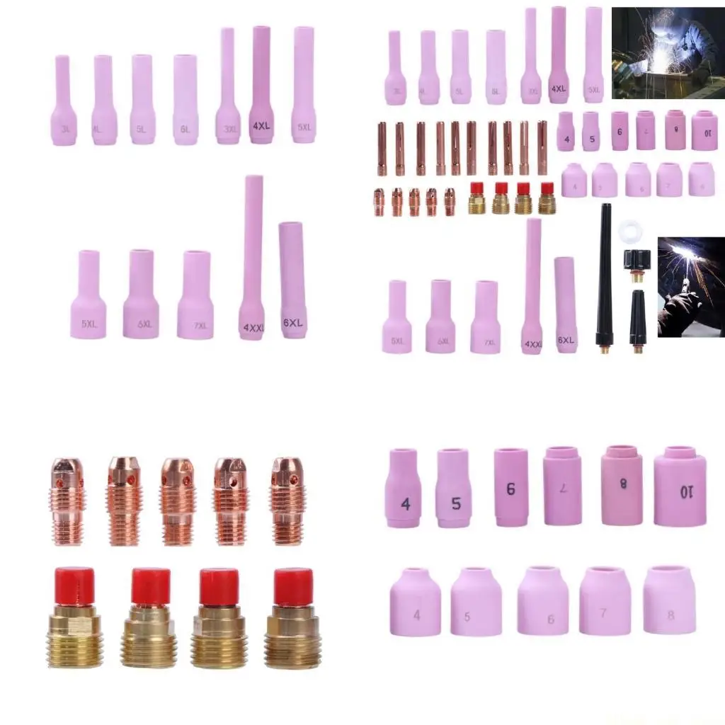 

A2BE, 46 шт., задняя крышка объектива TIG, цанговый корпус для WP9 WP20, комплект запасных частей TIG, аксессуары для горелок