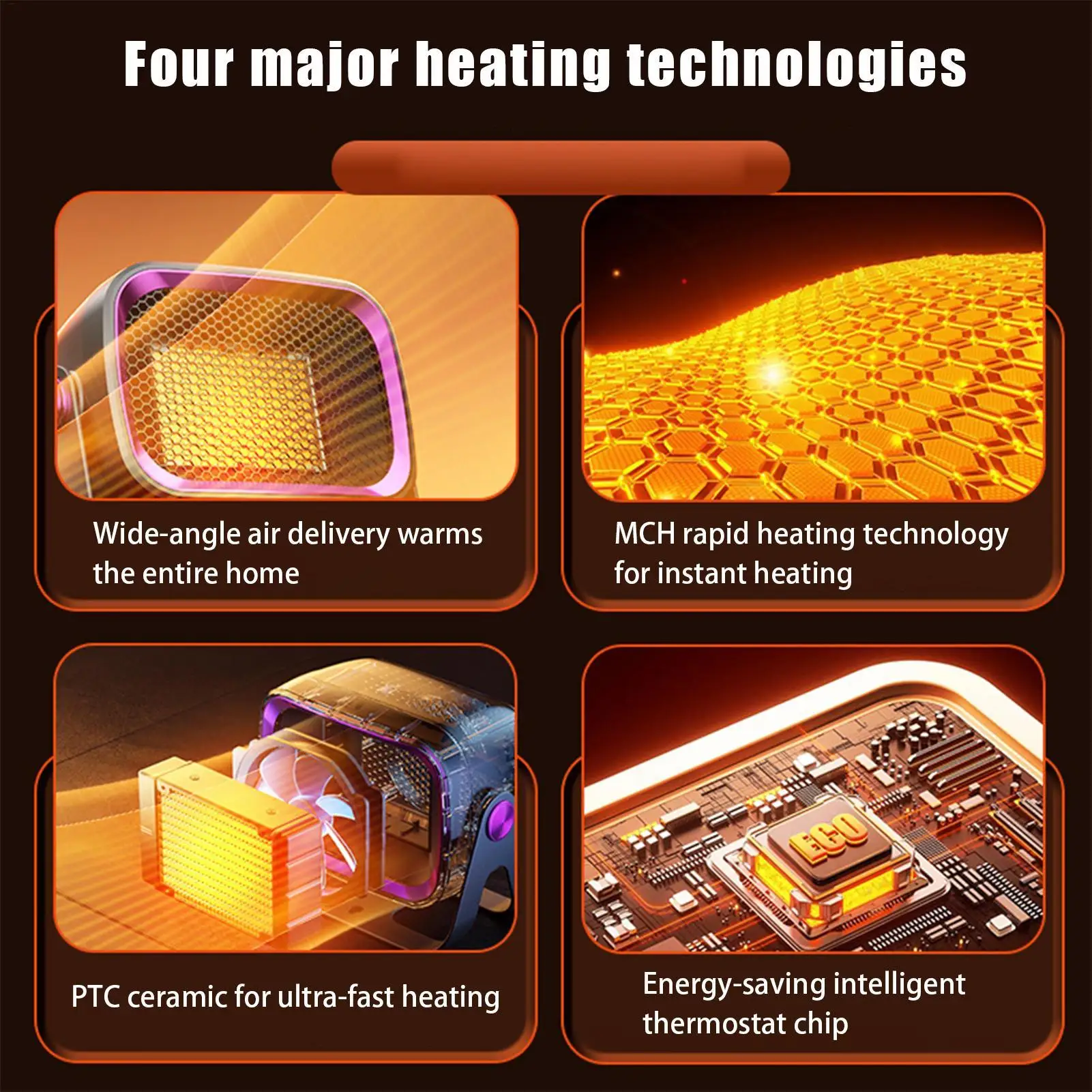 

Desktop Heater PTC Ceramic Electric With Overheat Protection Small Space Heater For Office Desktop For Home Bedroom Living Room