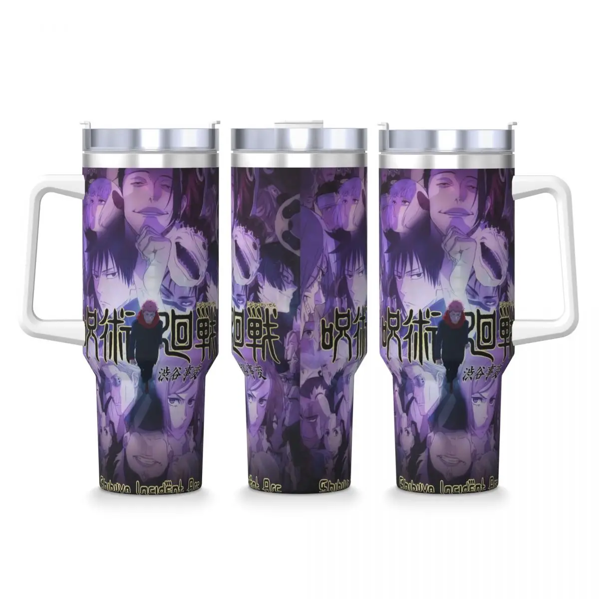 

Автомобильные кружки Jujutsu Kaisen из нержавеющей стали с соломинкой, дорожная бутылка для холодной и горячей воды, герметичная большая кофейная кружка