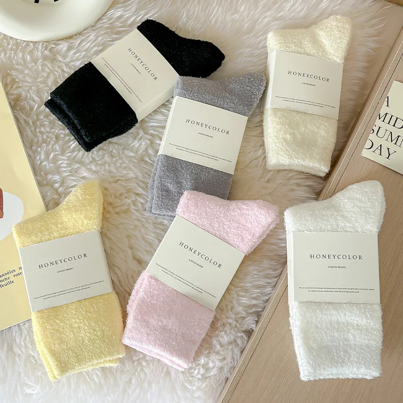 

Женские носки до середины икры из кораллового флиса, толстые теплые зимние носки с плюшевой подкладкой, нескользящие домашние носки для сна, носки для беременных