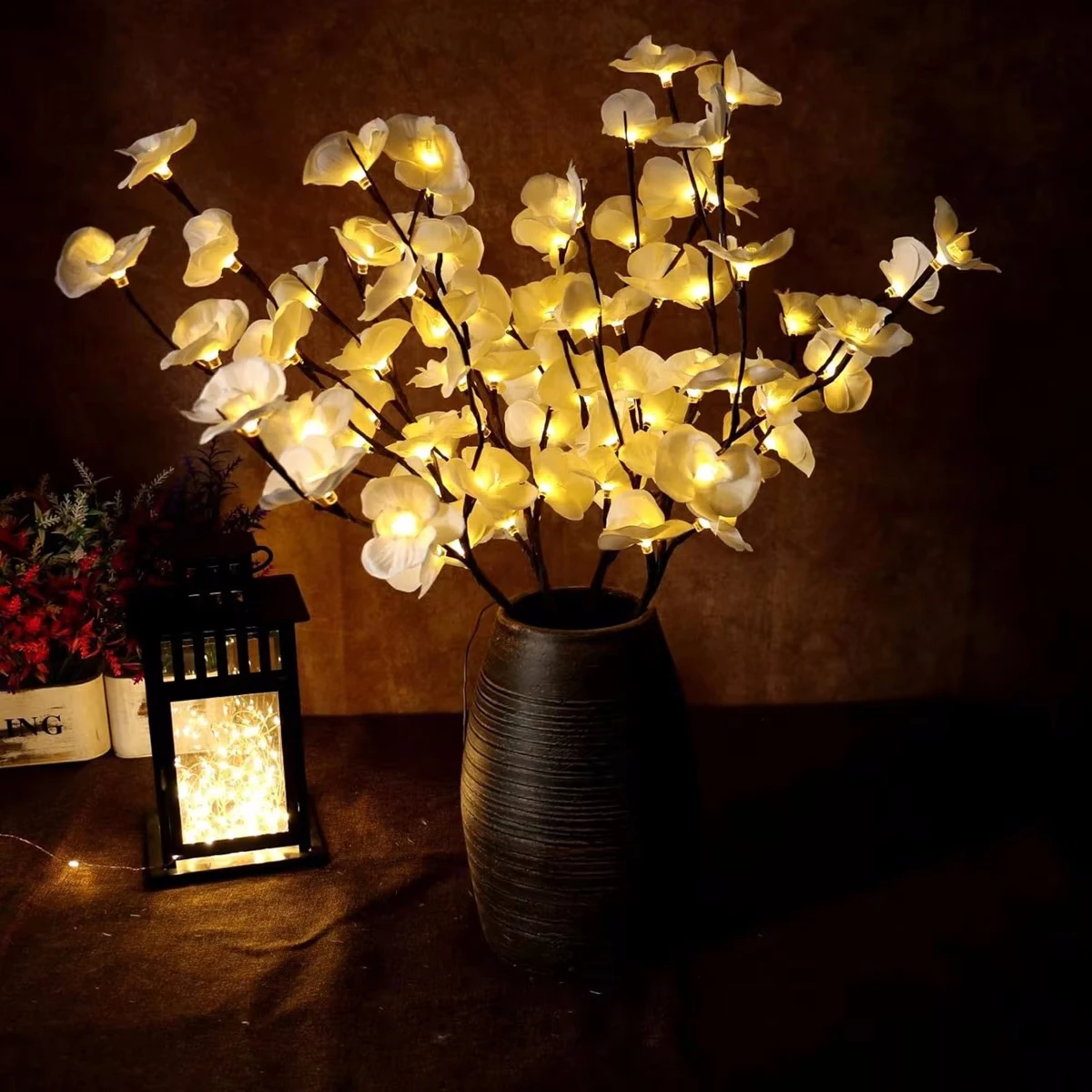 2PCS Orchid Fake Flower Bouquet 73cm Flowers Branches Lights Artificial Decorative Lights Flower Shape Light DIY Floral Decors