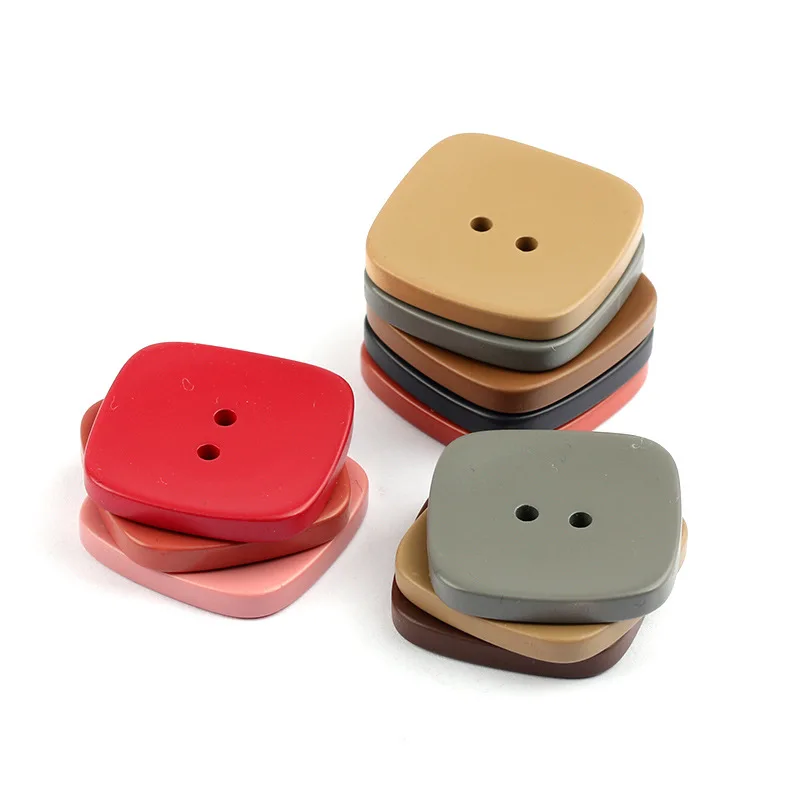 20Pcs/lot 22-33mm Colorful Two Eyed Resin Button Knitted Sweater Coat Suit Front Cuffs Square Decorative Button N746