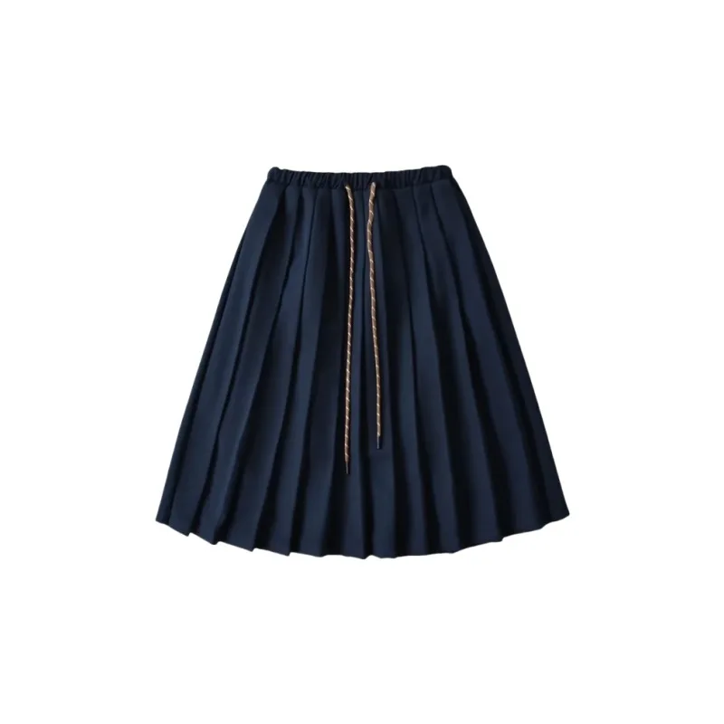 Women Drawstring  Pleated Batavia Midi Skirt