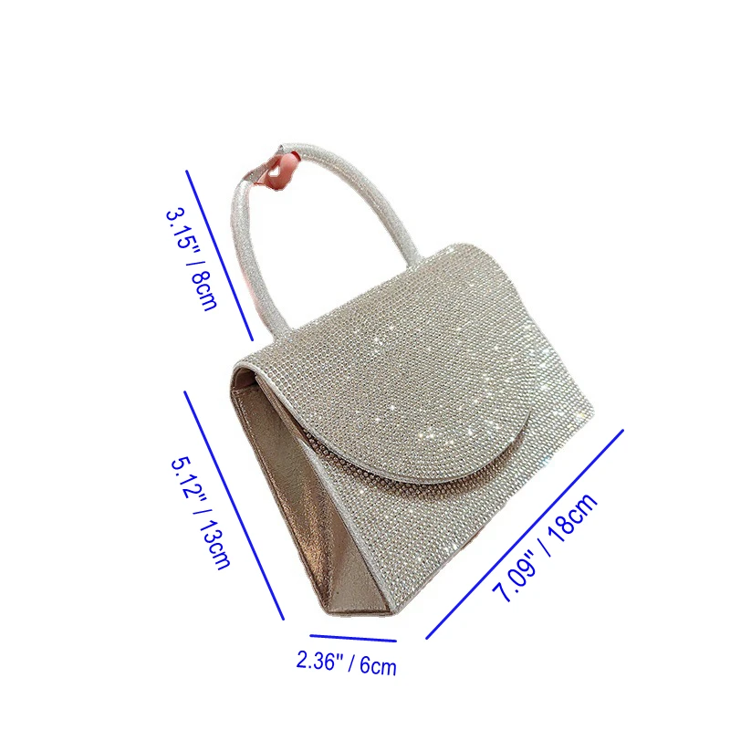 Fashion Rhinestone Evening Bag Sequins Glitter Clutches Wedding Purses Female Mini Shoulder Crossbody Tote Handbags For Women